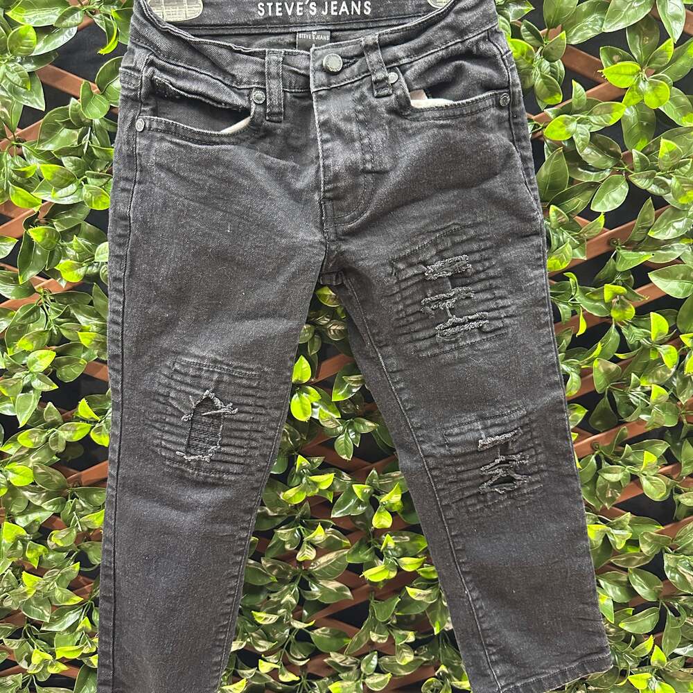 Steve's Jeans Boys Black Stretch Denim Slim Fit Jeans Size 6